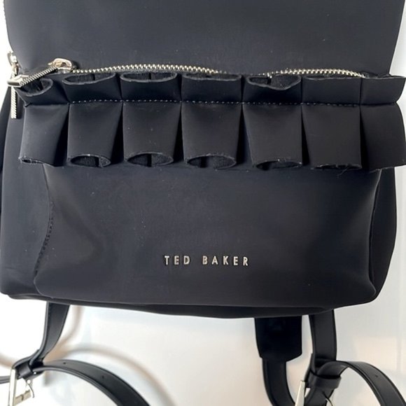 Ted BakerWomens Black Reese Ruffle Detail Zip Backpack main image 5
